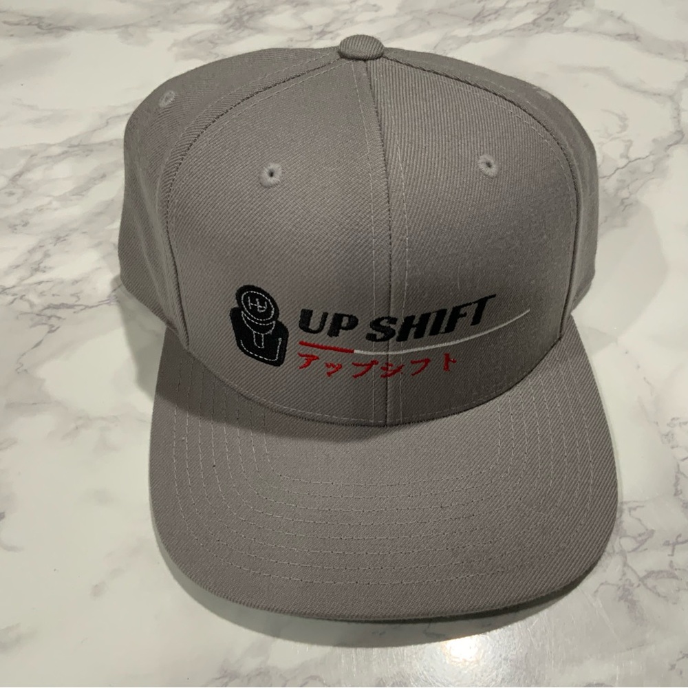 UP SHIFT The Classic Yupoong Snapback Cap Trucker Hat Grey Black